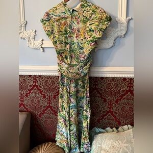 Vintage Watercolor Floral Print Dress - 30s or 40s